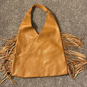 Genuine leather fringe leather hobo bag from Italy